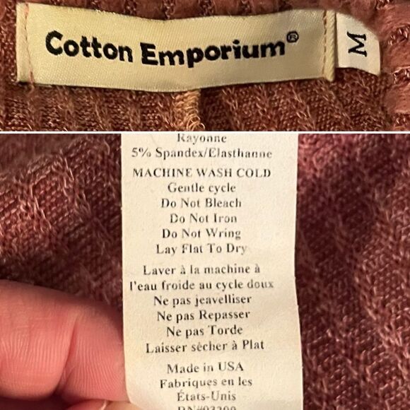 Cotton Emporium Ripped Neck Sweater Dress Cutout Swing Knit Mocha Pink M - Picture 9 of 10